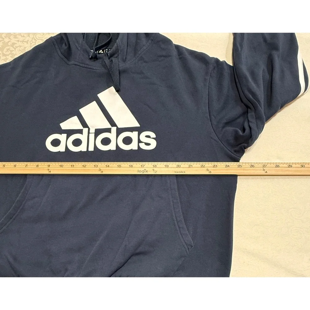 Adidas Sportswear Badge of Sport Hoodie Men's Navy Blue Size L Round Neck Sporty